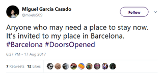 “Cualquiera que necesite un lugar para quedarse está invitado a mi casa en Barcelona”.